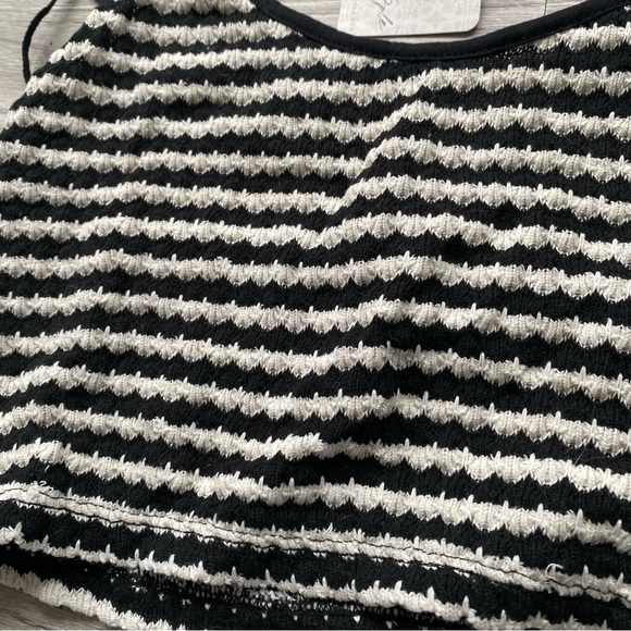 Free People Black and White Halter Crop Tank Size Large - Picture 2 of 6